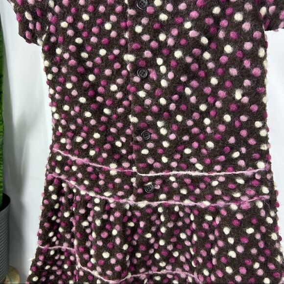 ISABEL GARRETON Girl’s Size 6 Wool Poly Blend Dress Polkadots Pink Red White - Picture 7 of 11